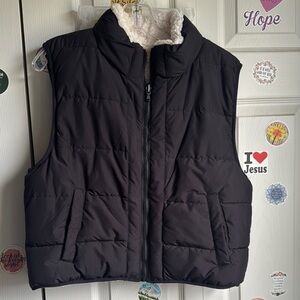 Black Puffer Vest with Sherpa Lining
